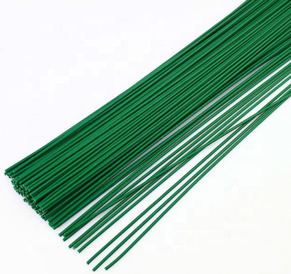 Painted Green Color Cut Iron Craft Floral Wire 40cm 22 Gauge For Florist Flower Stems