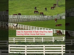 ง่ายในการประกอบ 4 รถไฟฟ้า Vinyl Pvc Farm Fencing รถไฟฟ้า White Horse Rail Fence