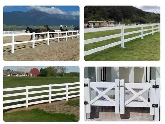 การติดตั้งง่าย 3 รถรางการออกแบบ PVC พลาสติก Vinyl ผิวเคลือบ Ranch Paddock แฮร์ส Fencing