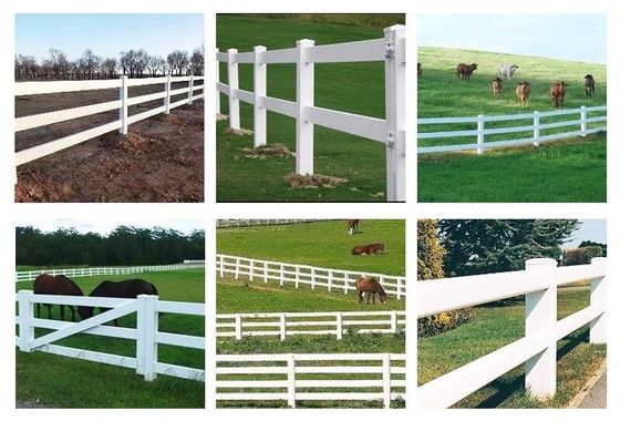 สีขาว PVC Vinyl ฟาร์มรั้ว 3 รีล 4 รีล 4 ฟุต 5 ฟุต