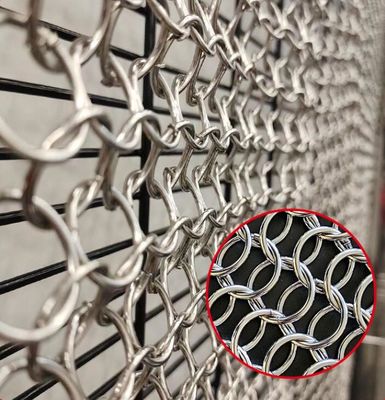 Custom Anodized Architectural Interior Design Metal Mesh Stainless Steel Woven Ring Mesh Curtain