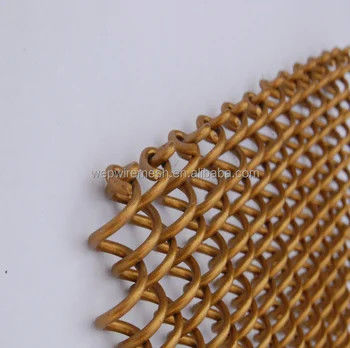 เครื่องประดับอัลลูมิเนียมโลหะ Mesh ผ้าม่านโซ่ Drapery ผ้าเตาไฟ Wire Mesh Metal Coil Mesh ผ้าม่านเพดาน
