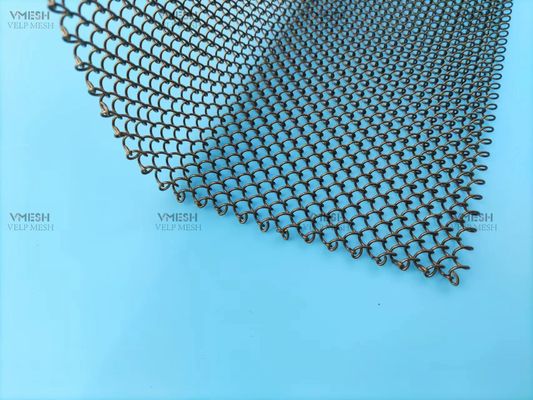 ขนาดที่กำหนดเอง 6 * 6 มม. ม่านโลหะลิงค์โซ่ในการออกแบบตาข่ายหน้าจอเตาผิงคู่