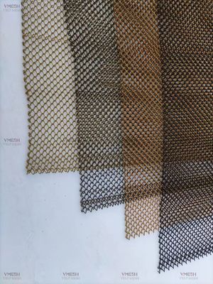 Safety 1.2mm Golden Color Chain Link Metal Curtain Design For Fireplace Screen Mesh