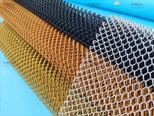 สร้างสถาปัตยกรรม Crimped Woven Wire Mesh เครื่องประดับโลหะ Chain Mesh ผ้าม่านสับสนธิ Mesh Coil Drapery