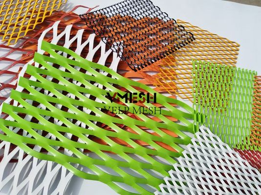 PVDF อลูมิเนียมขยาย Mesh โลหะ 5.5 มิลลิเมตร 6.0 มิลลิเมตร ผนังคลุม หน้าผิวระบายอากาศ