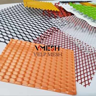 สกรีนตกแต่งทรงหกเหลี่ยม แผ่นโลหะ อลูมิเนียมกรีด สาย Mesh