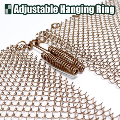 ขนาดที่กำหนดเอง 6 * 6 มม. ม่านโลหะลิงค์โซ่ในการออกแบบตาข่ายหน้าจอเตาผิงคู่