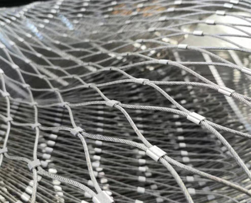 3mm สแตนเลสเชือก Mesh 7x7 สายใยสําหรับสวนสัตว์ สนามบินรั้ว
