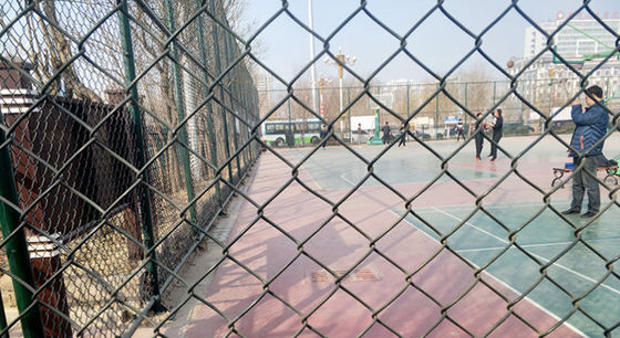 4.8 มิลลิเมตร แกลนไซด์ Chain Link Fence 50 มิลลิเมตร Roll Diamond Hole Mesh