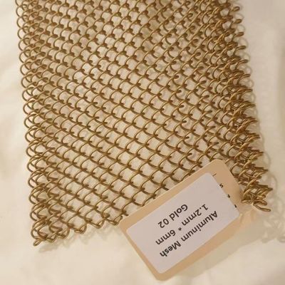 6 * 6mm Heavy Metal Chain Link Curtains อลูมิเนียมสถาปัตยกรรมสีทองสำหรับห้องโถงนิทรรศการ