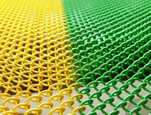 ตาข่าย 0.8mm Metal Chain Link Curtain Drapery สำหรับตกแต่งผนังห้อง Metal Screen
