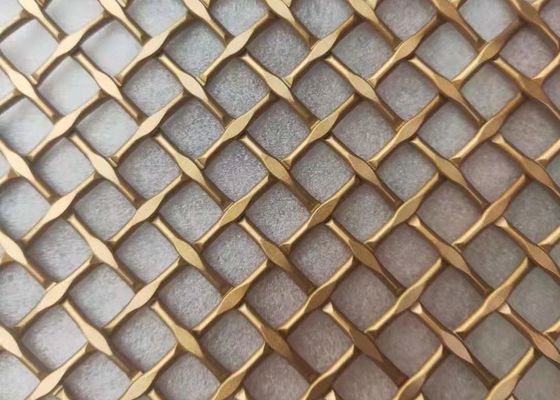 0.02-2.0mm ลวดล็อค Crimped ตาข่ายโลหะสถาปัตยกรรมทองเหลืองบรอนซ์Velp